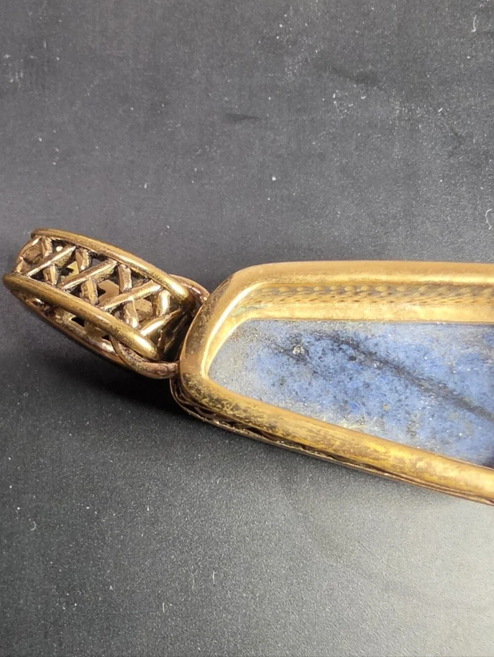 Gold Pendant Necklace with Blue Stone Barse Jewelry